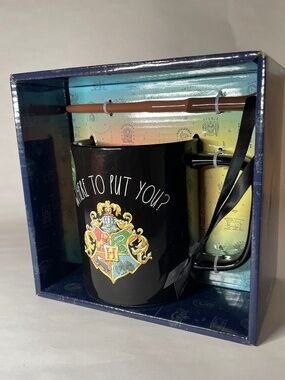 Rae Dunn Harry Potter Color Changing Mug + Wand Stirrer Revels Slytherin NIB